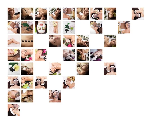 Uma colagem temática de saúde feita de diferentes imagens de spa — Fotografia de Stock