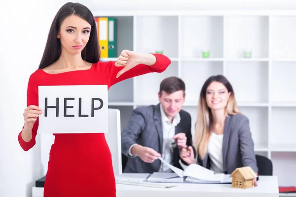 You need help ? The beautiful business woman at office asks of t — Stock Photo, Image