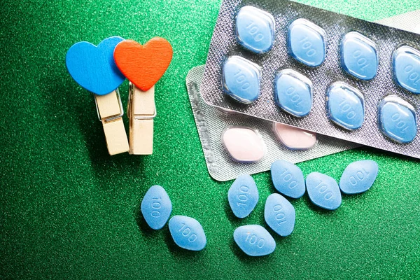 Pill for mens health and Valentine day background. — 스톡 사진