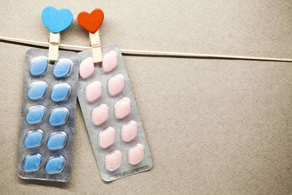 Pill for mens health and Valentine day background. — 스톡 사진