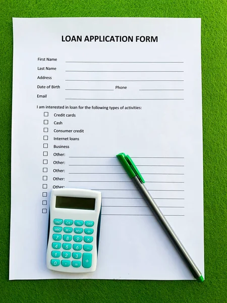Belge başlık kredi başvuru formu, üst görünüm — Stok fotoğraf