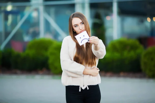 Cute woman stressed from work while outdoors — Stock Photo, Image