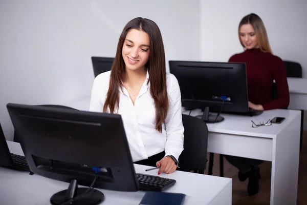 Two female colleagues in office working together. — Stock Photo, Image