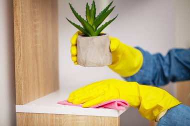 Ofiste tozu silen işçilerin yakın çekimi