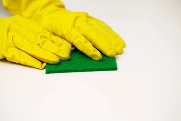 Closeup of a cleaning company worker cleans office