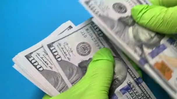 Comptage pile d'argent, billet de 100 dollars — Video