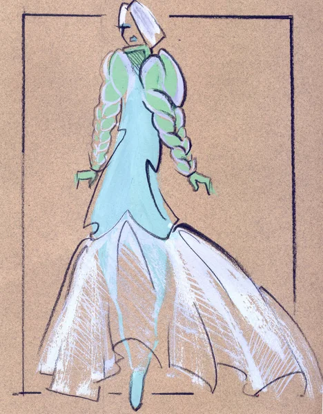 여자의 복장의 색깔된 실루엣 — 스톡 사진