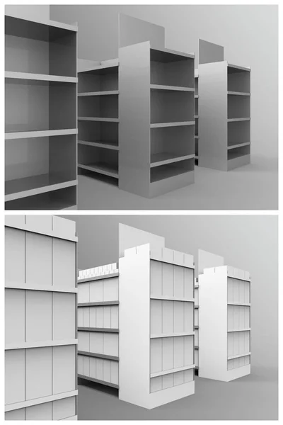 Koridor gondol 3d render marka mağaza ile