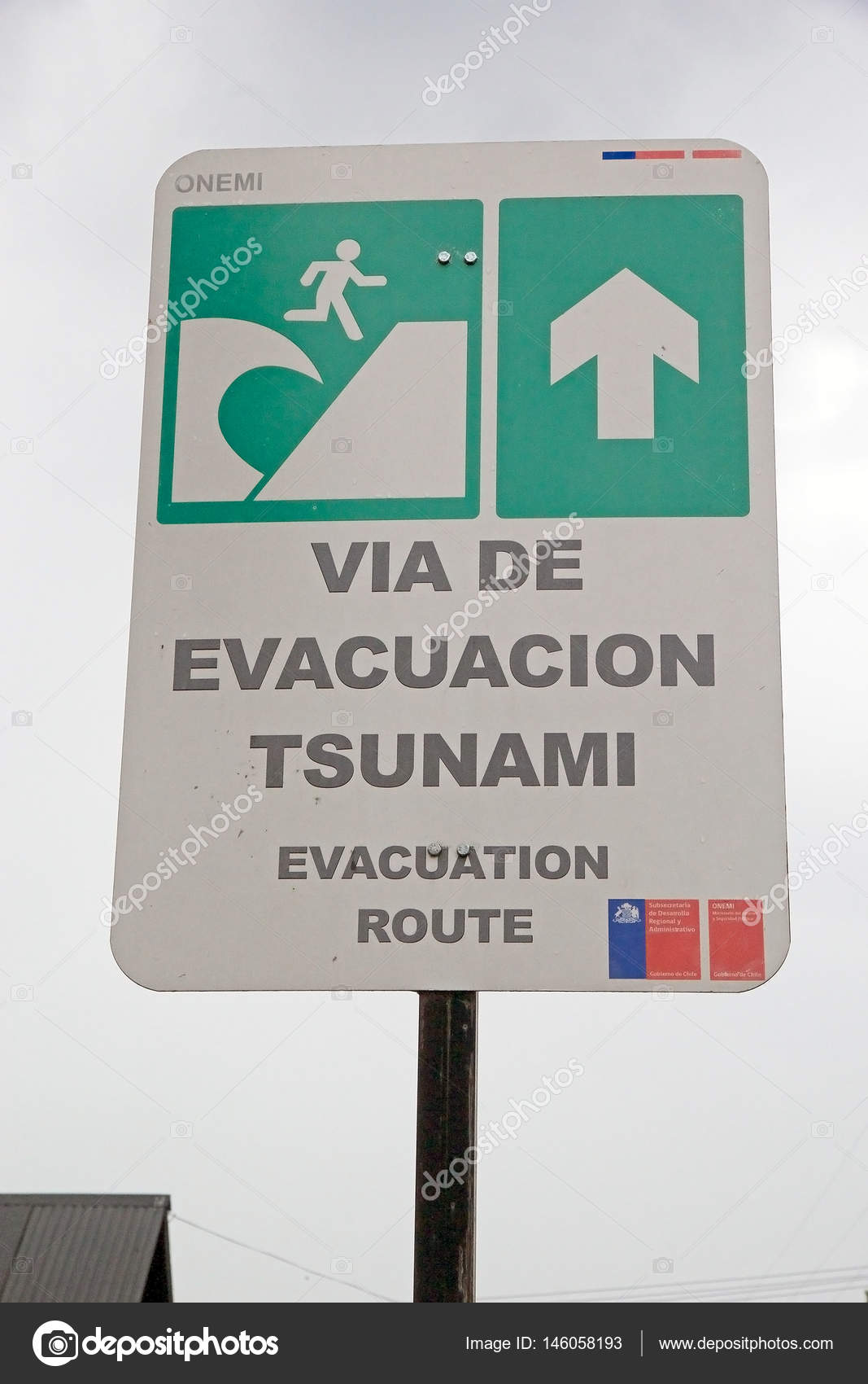 Chilean Tsunami Warning Sign Chile Stock Editorial Photo C Ajlber 146058193