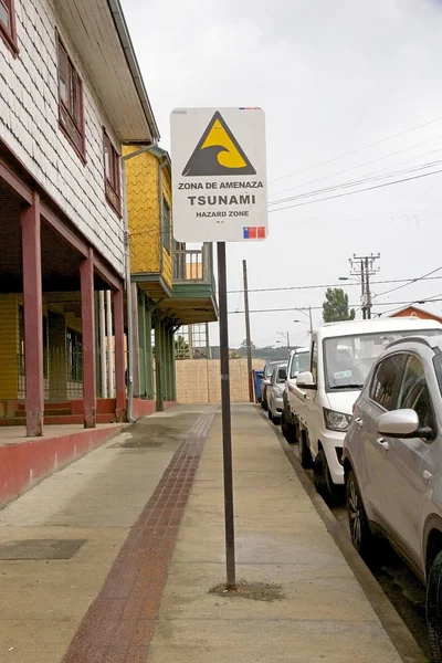 Şili tsunami uyarı işareti, Şili — Stok fotoğraf