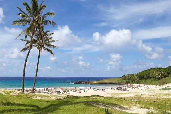 Plage d'Anakena, Île de Pâques, Chili — Photo