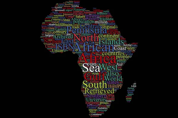 Afrika map word cloud — Stock fotografie