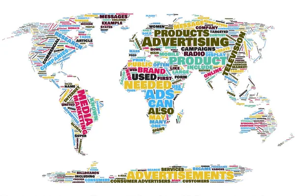 Publicidad mundo colores mapa palabra nube — Foto de Stock