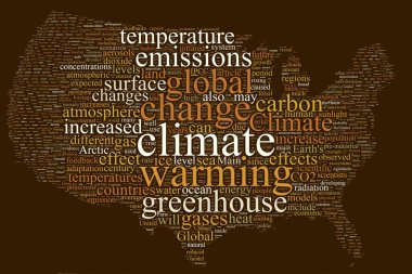 İklim değişikliği Amerika Birleşik Devletleri harita kelime bulutu