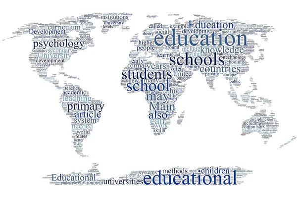 Educação mapa mundial nuvem de palavras — Fotografia de Stock