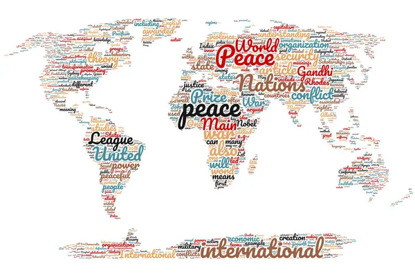 Peace world map word cloud — Stock Photo, Image