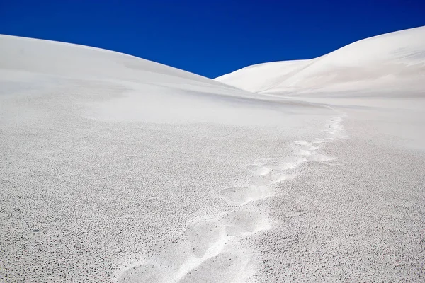 Arjantin, Puna de Atacama 'daki Caraci Pampa volkanının lav tarlasında beyaz kum tepesi. — Stok fotoğraf