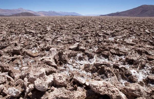 位于阿根廷阿塔卡马角安托福拉平坦的盐锅 阿塔卡马角 Puna Atacama 是智利和阿根廷北部安第斯山脉的一个干旱高原 在阿根廷 普纳的领土延伸到萨尔塔省 胡胡胡伊省和卡塔马卡省 — 图库照片