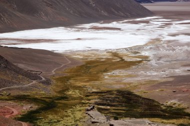 Antofalla 'lı Salar, Arjantin' in Puna de Atacama kentindeki Botijuela Gayzerinden. Antofalla, Arjantin 'in kuzeybatısındaki Catamarca eyaletinin Antofagasta de La Sierra bölgesinde yer alır. Merkez V 'nin bir parçası olarak kabul edilir.
