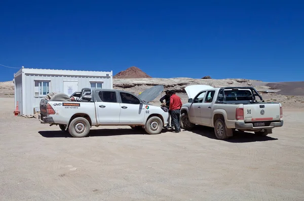 Służby Bezpieczeństwa Przy Wejściu Kopalni Puna Atacama Północno Zachodniej Argentynie — Zdjęcie stockowe