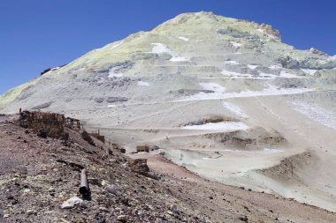 Arjantin 'in kuzeybatısındaki Puna de Atacama' da Salta Eyaleti 'ndeki Mina Julia harabeleri. Mina Julia deniz seviyesinden 5500 metre yükseklikte, Cerro Estrella 'nın yamacına kadar uzanan Mina La Casualidad' a 25 km uzaklıkta bir hayalet kükürt madeni.