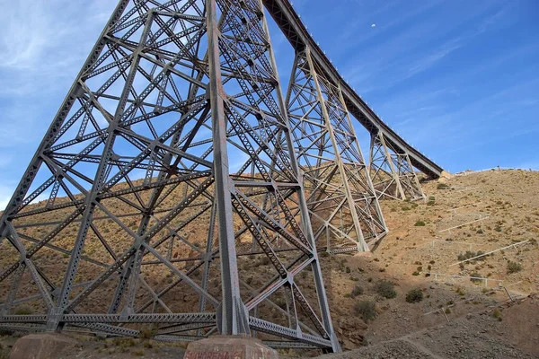 Viaducto Polvorilla Con Luna Provincia Salta Puna Atacama Argentina Viaducto — Foto de Stock