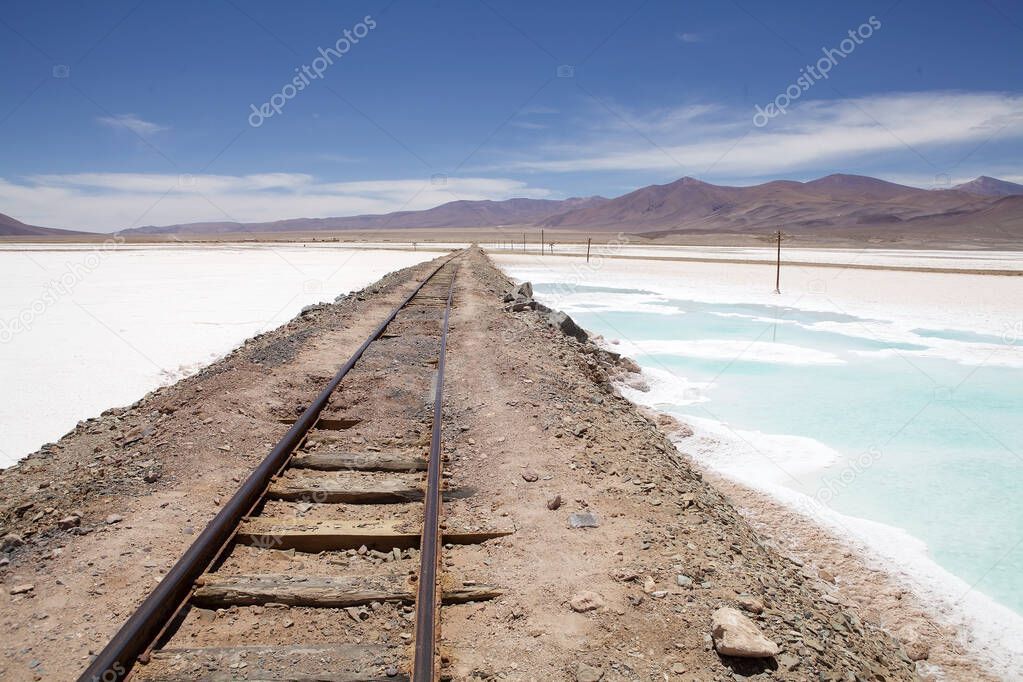 Salar de Pocitos in Puna de Atacama, Argentina. It is 60 km long and 6 km wide and it is near the town with the same name