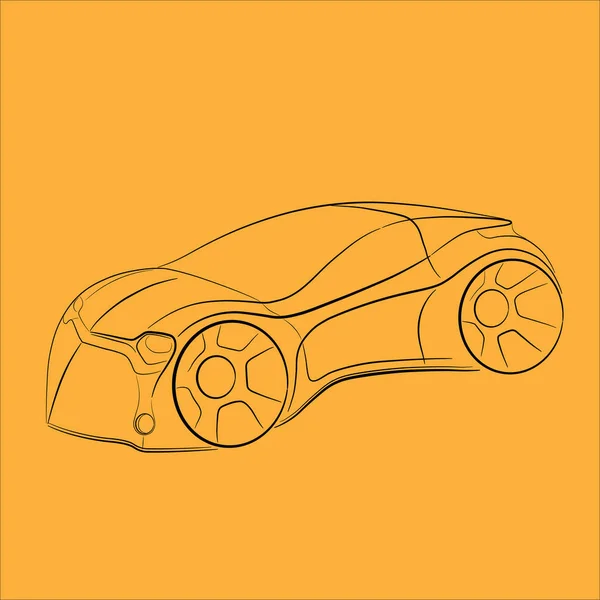 Bosquejo de coche con líneas . — Vector de stock