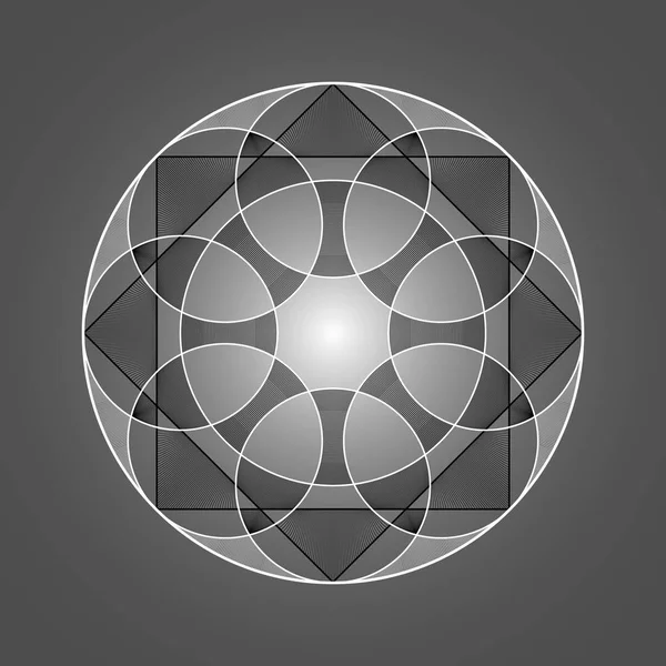 Karmaşık bir yapı olan geometrik daire. Karanlık kaleydoskop — Stok Vektör