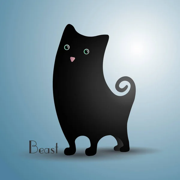 Schattig zwart kat. — Stockvector