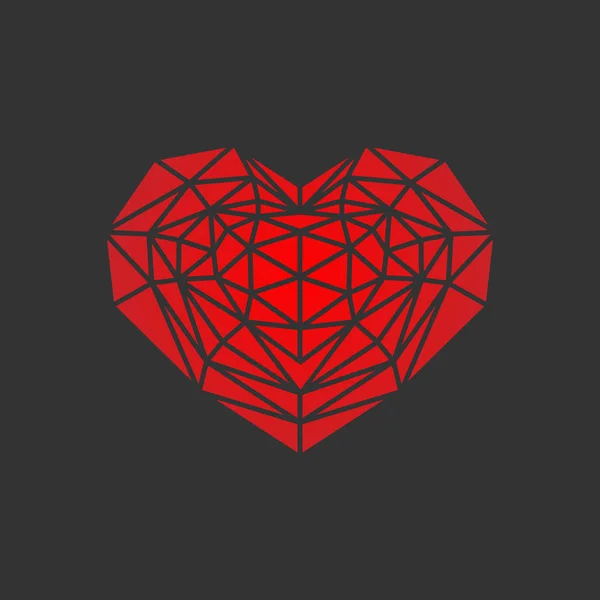Rotes dreieckiges Herz — Stockvektor