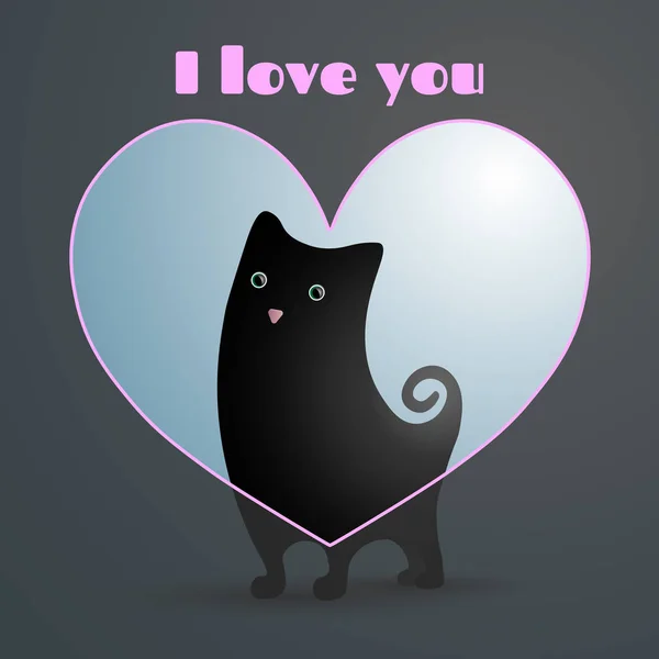 Liefde zwarte kat. Stockillustratie