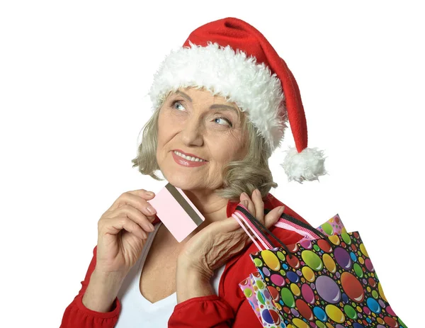 Mujer mayor con bolsas de compras —  Fotos de Stock