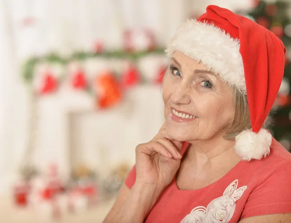 Vezető nő a Santa kalap — Stock Fotó