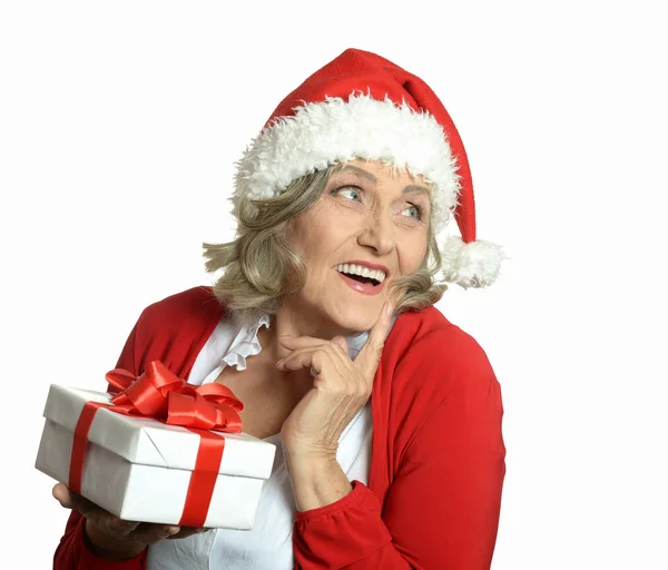 Senior woman with gift — Stock Photo, Image