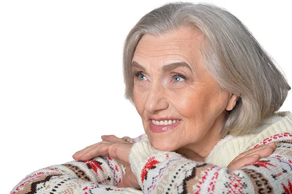 Старший усміхається жінка — стокове фото