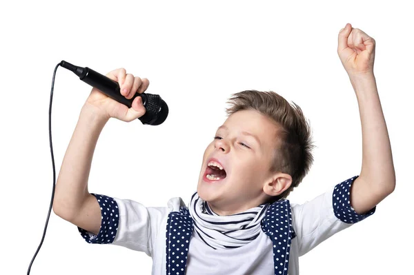 Niño pequeño con micrófono — Foto de Stock