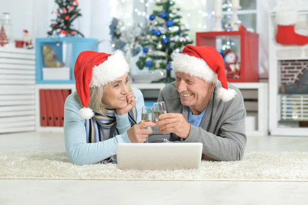 Seniorenpaar mit Laptop — Stockfoto