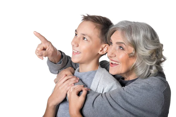 Grandmother showing something to grandson — Stock Photo, Image