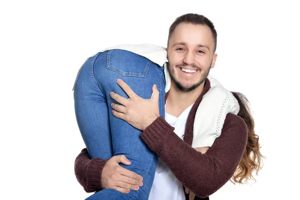 Pareja jugando alrededor —  Fotos de Stock