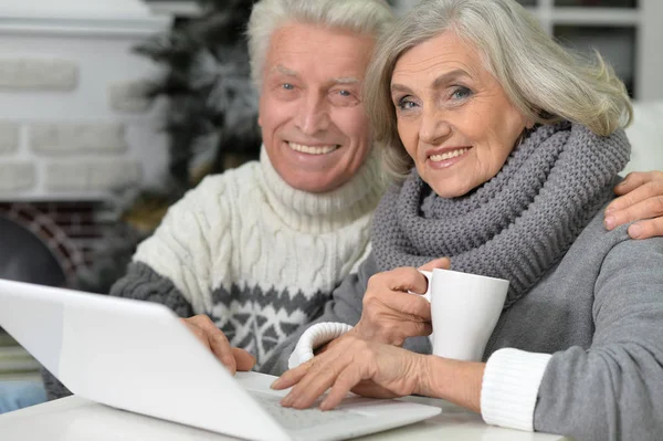 Senior couple with laptop — Stock Photo, Image
