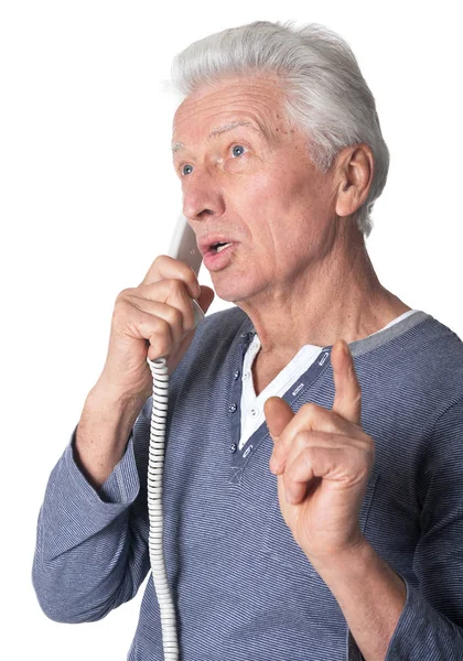 Senior falando ao telefone — Fotografia de Stock