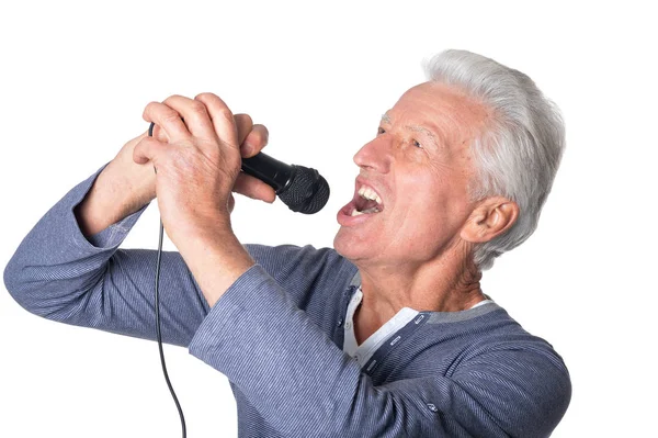 Homem cantando karaoke — Fotografia de Stock