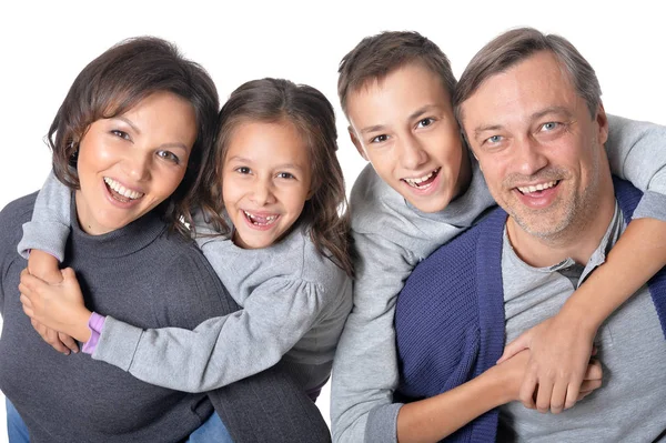 Família feliz de quatro — Fotografia de Stock