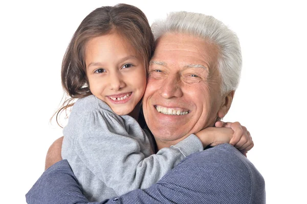 Happy grandfather and granddaughter — Stock Photo, Image