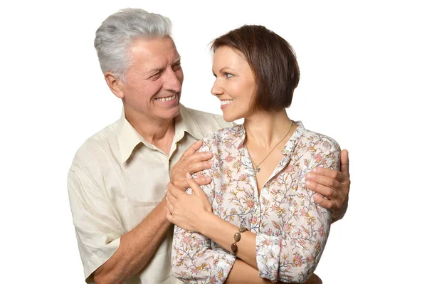 Idős férfi felnőtt lánnyal — Stock Fotó