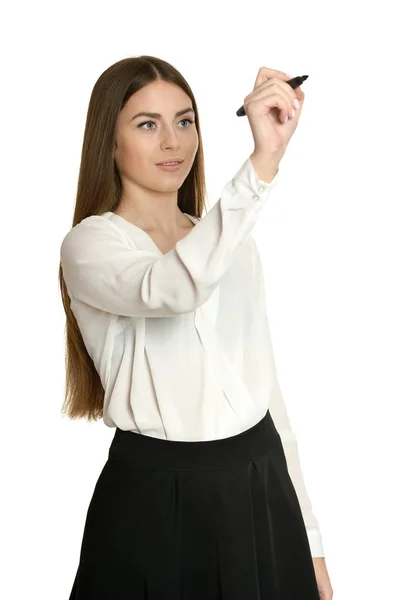 Young businesswoman with marker — Stock Photo, Image