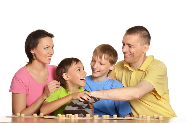 Família jogar loto juntos — Fotografia de Stock