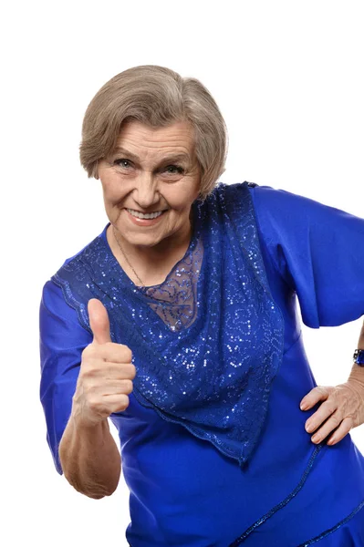 Mature woman with thumb up — Stock Photo, Image
