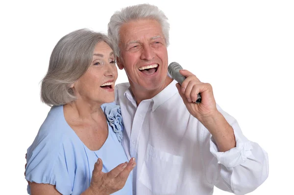 成熟的夫妇唱着歌 — 图库照片